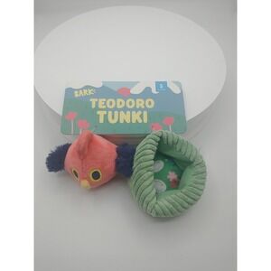 Bark Box Teodoro Tunki Plush Sm Dog Toy Multi-Part Crinkle Squeaker Bird Nest